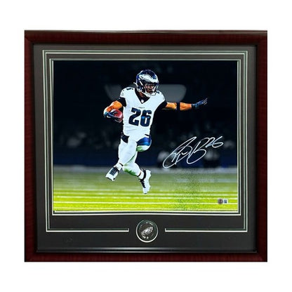 Saquon Barkley Signed 16x20 Framed Spotlight Photo Eagles Mint Autograph BAS COA