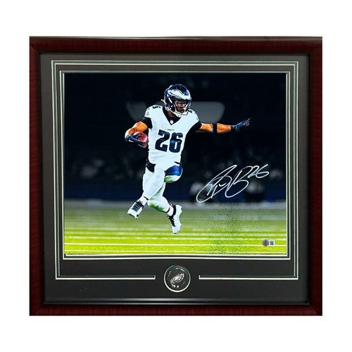 Saquon Barkley Signed 16x20 Framed Spotlight Photo Eagles Mint Autograph BAS COA