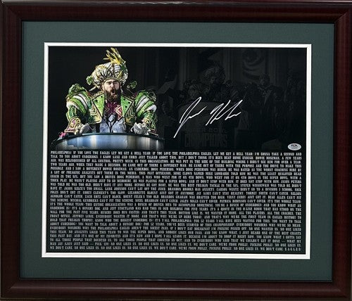 Jason Kelce Signed 16x20 Framed Photo Eagles Super Bowl Speech Autograph PSA COA