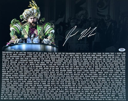 Jason Kelce Signed 16x20 Framed Photo Eagles Super Bowl Speech Autograph PSA COA
