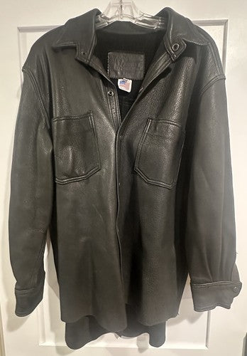 Vintage Branded Garments Black Leather Jacket Button Usa New W/out Tag Sz M 44