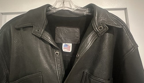 Vintage Branded Garments Black Leather Jacket Button Usa New W/out Tag Sz M 44