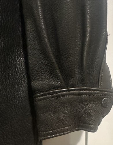 Vintage Branded Garments Black Leather Jacket Button Usa New W/out Tag Sz M 44