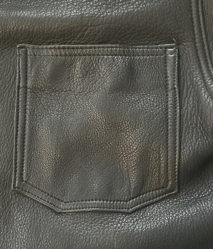 Vintage Branded Garments Black Leather Jacket Button Usa New W/out Tag Sz M 44