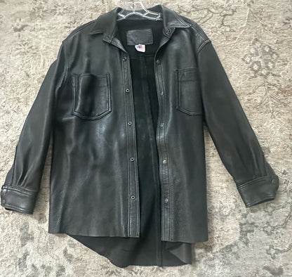 Vintage Branded Garments Black Leather Jacket Button Usa New W/out Tag Sz M 44
