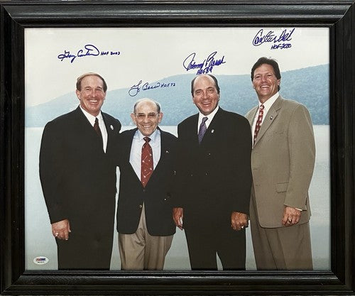 HOF Catchers Multi Signed 16x20 Framed Photo Berra Carter Bench Fisk Auto PSA
