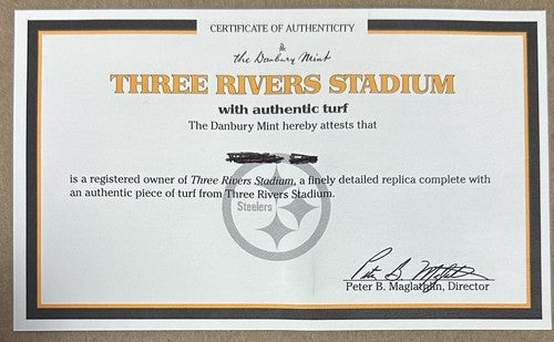 Three Rivers Stadium Pittsburgh Steelers Danbury Mint Replica Authentic Turf NIB
