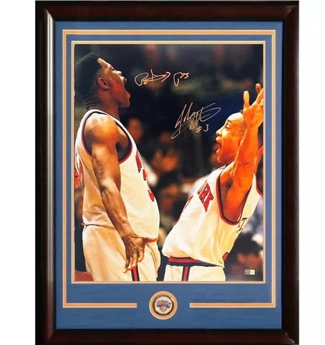 Patrick Ewing John Starks Signed 16x20 Framed Photo Knicks Auto Steiner COA