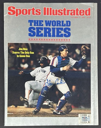 Gary Carter Signed METS 1986 WORLD SERIES SI No Label Full Magazine Auto PSA LOA