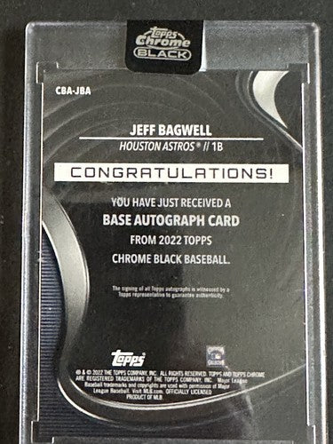 2022 Topps Chrome Black Jeff Bagwell Signed CBA-JBA  Mint Auto HOF Sealed