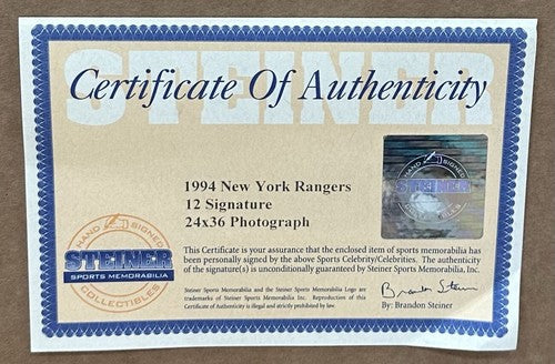 1994 Rangers Signed 24x36 Framed Photo SC Champs 0 Seconds Messier Auto Steiner