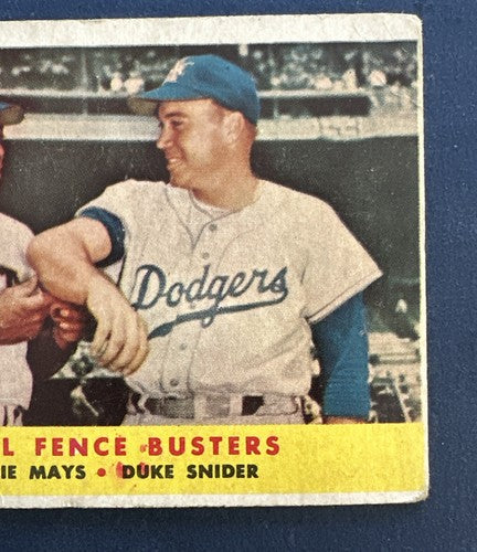 1958 Topps Willie Mays Duke Snider Rival Fence Busters #436 Ex No Creases