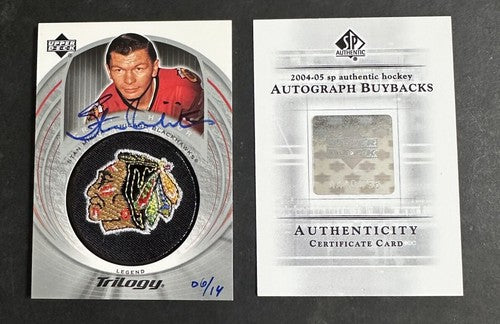 Stan Mikita Blackhawks 2004 /05 Sp Authentic Buyback Patch Auto Mint /14 Trilogy
