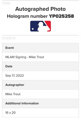 Mike Trout LA Angels Signed 16x20 Photo Framed Citi Field Autograph MLB Holo COA