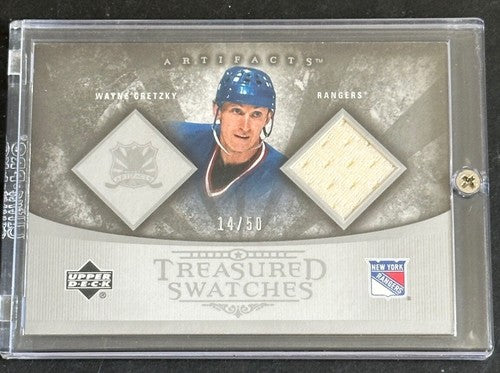 2005-06 UD Artifacts Treasured Swatches Wayne Gretzky Game Used Jersey /50 Mint