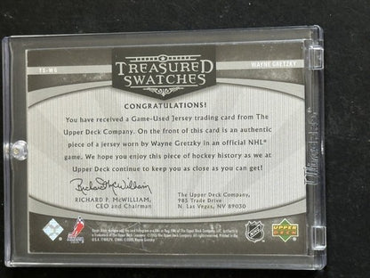 2005-06 UD Artifacts Treasured Swatches Wayne Gretzky Game Used Jersey /50 Mint