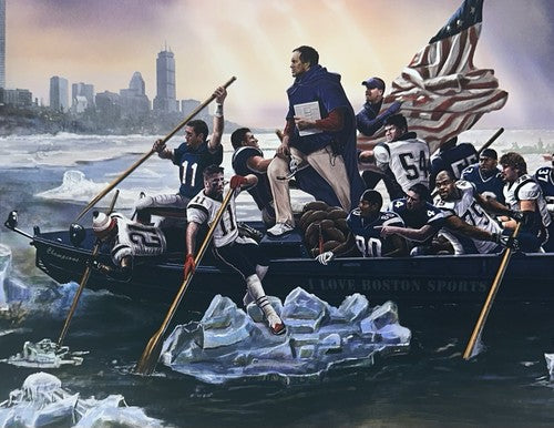 New England Patriots Crossing the Charles 16x20 Litho Photo Tom Brady Belichick
