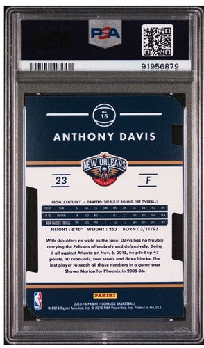 2015-16 DONRUSS DIE-CUT #15 ANTHONY DAVIS /77 Sp Psa 9 Mint Pop 1 Mavericks