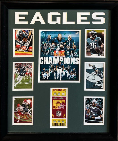 Philadelphia Eagles 2024 Super Bowl Champions Framed Team Photo Jalen Hurts MVP