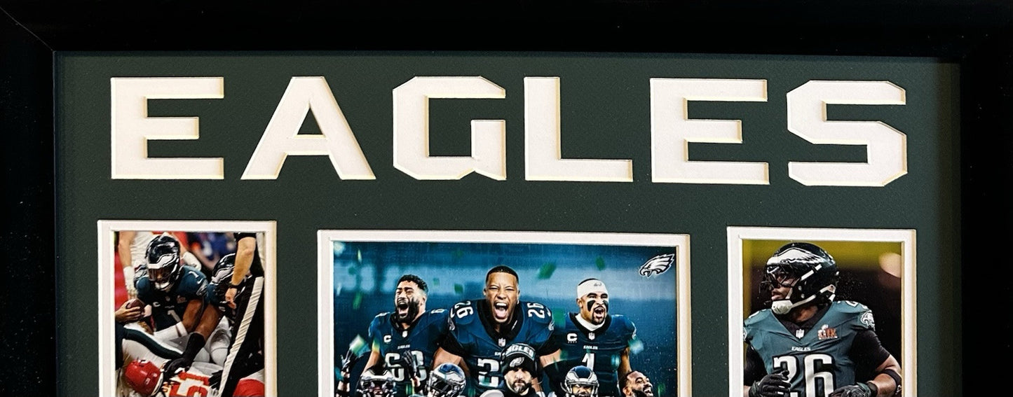 Philadelphia Eagles 2024 Super Bowl Champions Framed Team Photo Jalen Hurts MVP