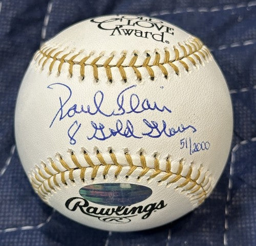 Paul Blair Signed Mlb Gold Glove Baseball 8 Gold Gloves Auto Steiner Coa Yankees