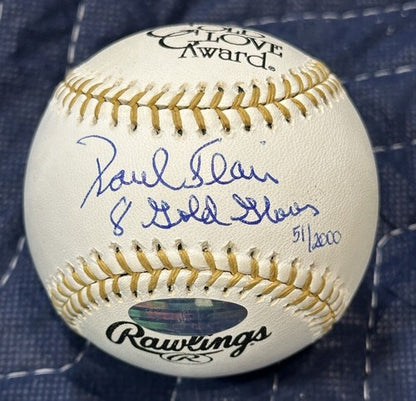 Paul Blair Signed Mlb Gold Glove Baseball 8 Gold Gloves Auto Steiner Coa Yankees
