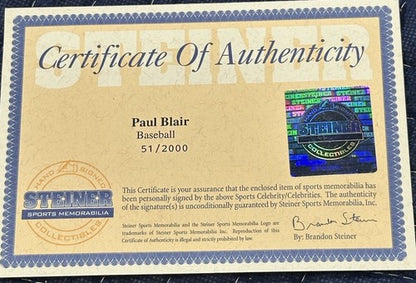Paul Blair Signed Mlb Gold Glove Baseball 8 Gold Gloves Auto Steiner Coa Yankees