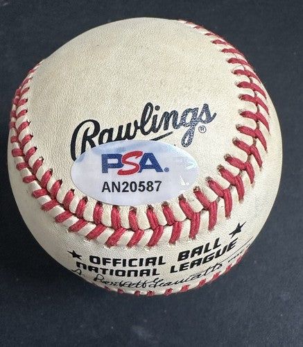 Lou Brock Signed Official NL Baseball 938 Stolen Bases Auto Cardinals Hof Psa