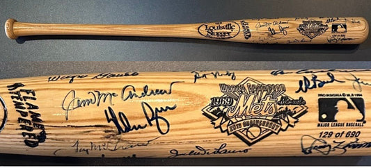 NY Mets 1969 WS Champs Team Signed LS LE Bat Nolan Ryan Tom Seaver 25 Auto JSA