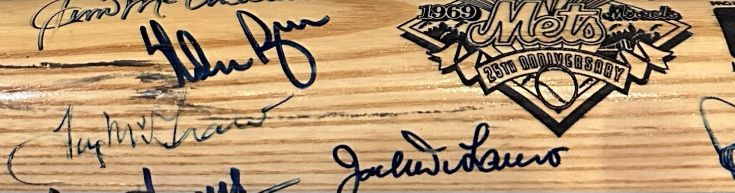 NY Mets 1969 WS Champs Team Signed LS LE Bat Nolan Ryan Tom Seaver 25 Auto JSA