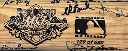 NY Mets 1969 WS Champs Team Signed LS LE Bat Nolan Ryan Tom Seaver 25 Auto JSA