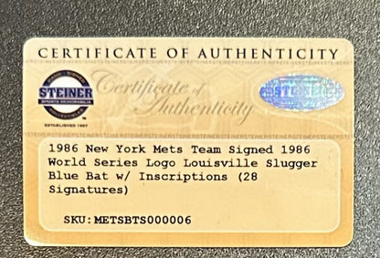 NY Mets 1986 World Series Team Signed Bat Hernandez 28 Nickname Auto Steiner Coa