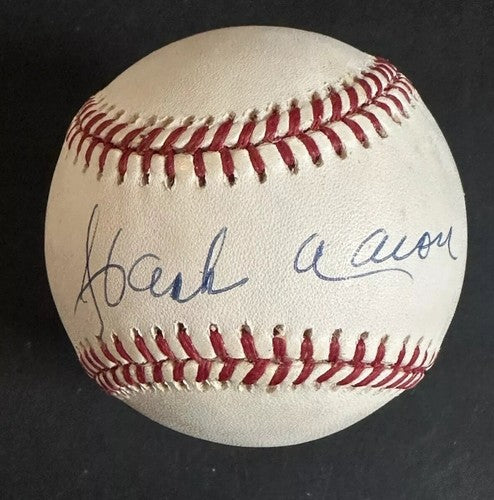 Hank Aaron Signed Official NL Baseball Mint Auto Braves Hof Steiner Coa In Case