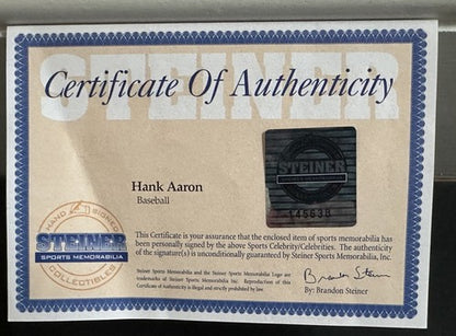 Hank Aaron Signed Official NL Baseball Mint Auto Braves Hof Steiner Coa In Case