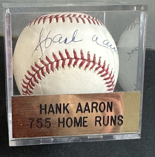 Hank Aaron Signed Official NL Baseball Mint Auto Braves Hof Steiner Coa In Case