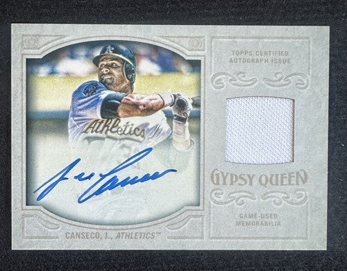 Jose Canseco 2016 Topps Gypsy Queen On Card Mint Auto Jersey Relic /50 A’s