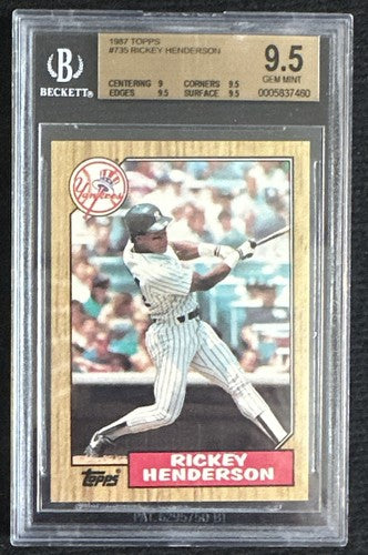 1987 Topps Rickey Henderson #735 BGS 9.5 GEM MINT HOF YANKEES BEAUTY