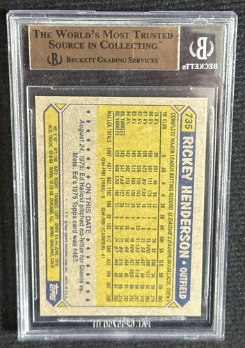 1987 Topps Rickey Henderson #735 BGS 9.5 GEM MINT HOF YANKEES BEAUTY