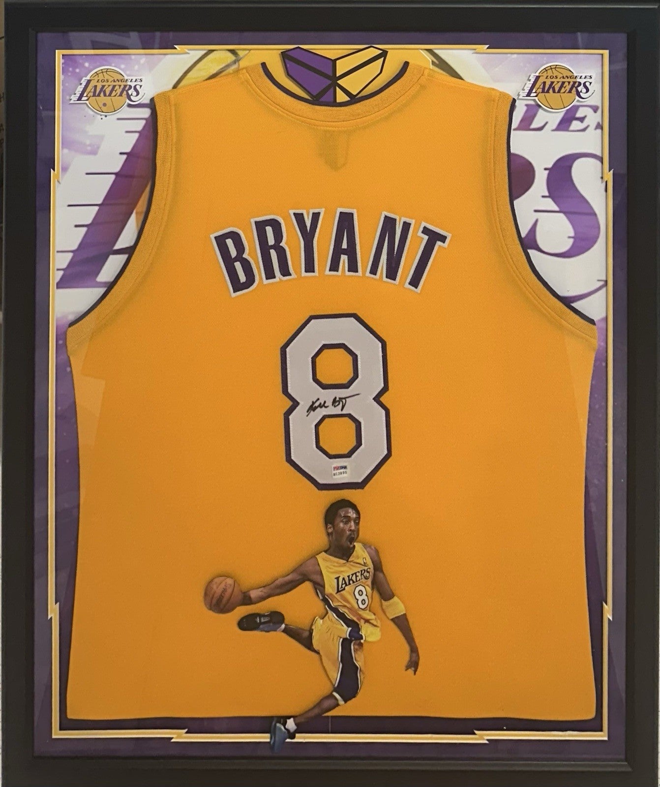 Kobe Bryant Signed Framed LA Lakers #8 Jersey 3D Rookie Autograph PSA LOA HOF