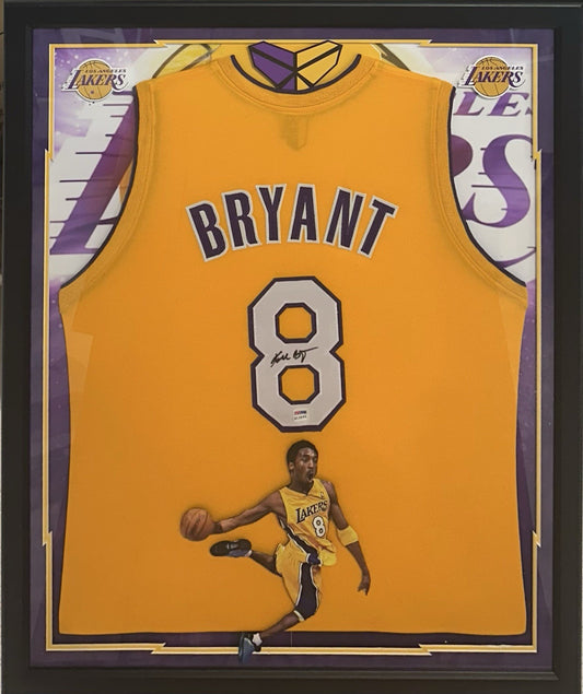 Kobe Bryant Signed Framed LA Lakers #8 Jersey 3D Rookie Autograph PSA LOA HOF