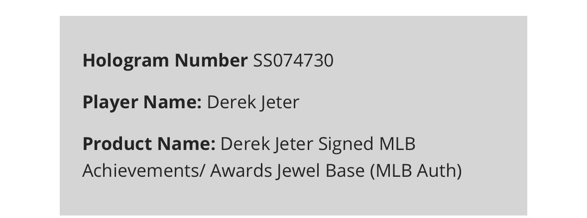 Derek Jeter Yankees Signed 2014 Final Season Base HOF Auto MLB & Steiner Coa