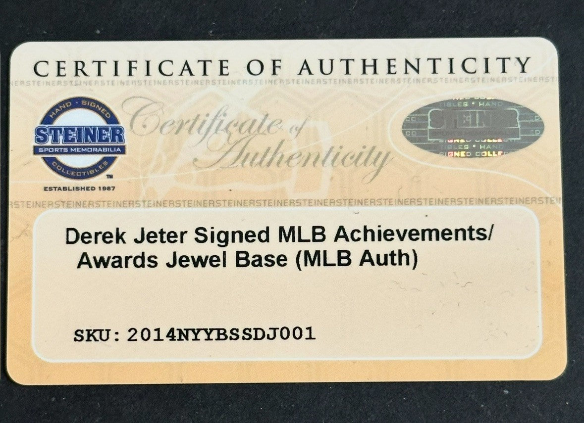 Derek Jeter Yankees Signed 2014 Final Season Base HOF Auto MLB & Steiner Coa