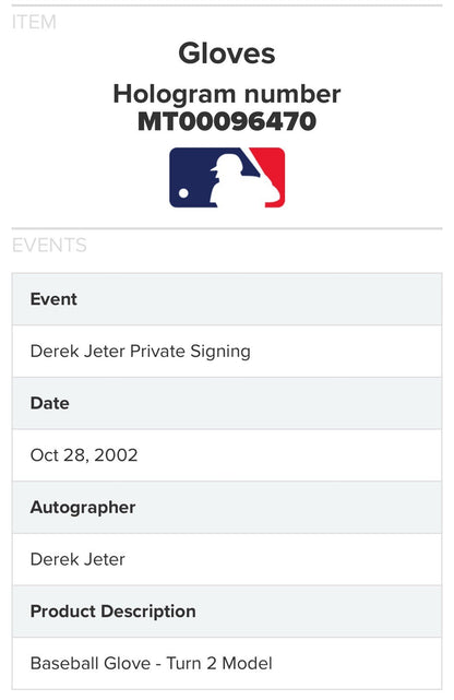 Derek Jeter Signed Rawlings Game Glove Yankees Mint Hof Auto Steiner & MLB Coa