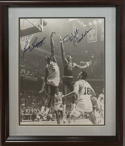 Wilt Chamberlain & Bill Russell Signed 16x20 Framed Photo Mint Hof Auto PSA LOA
