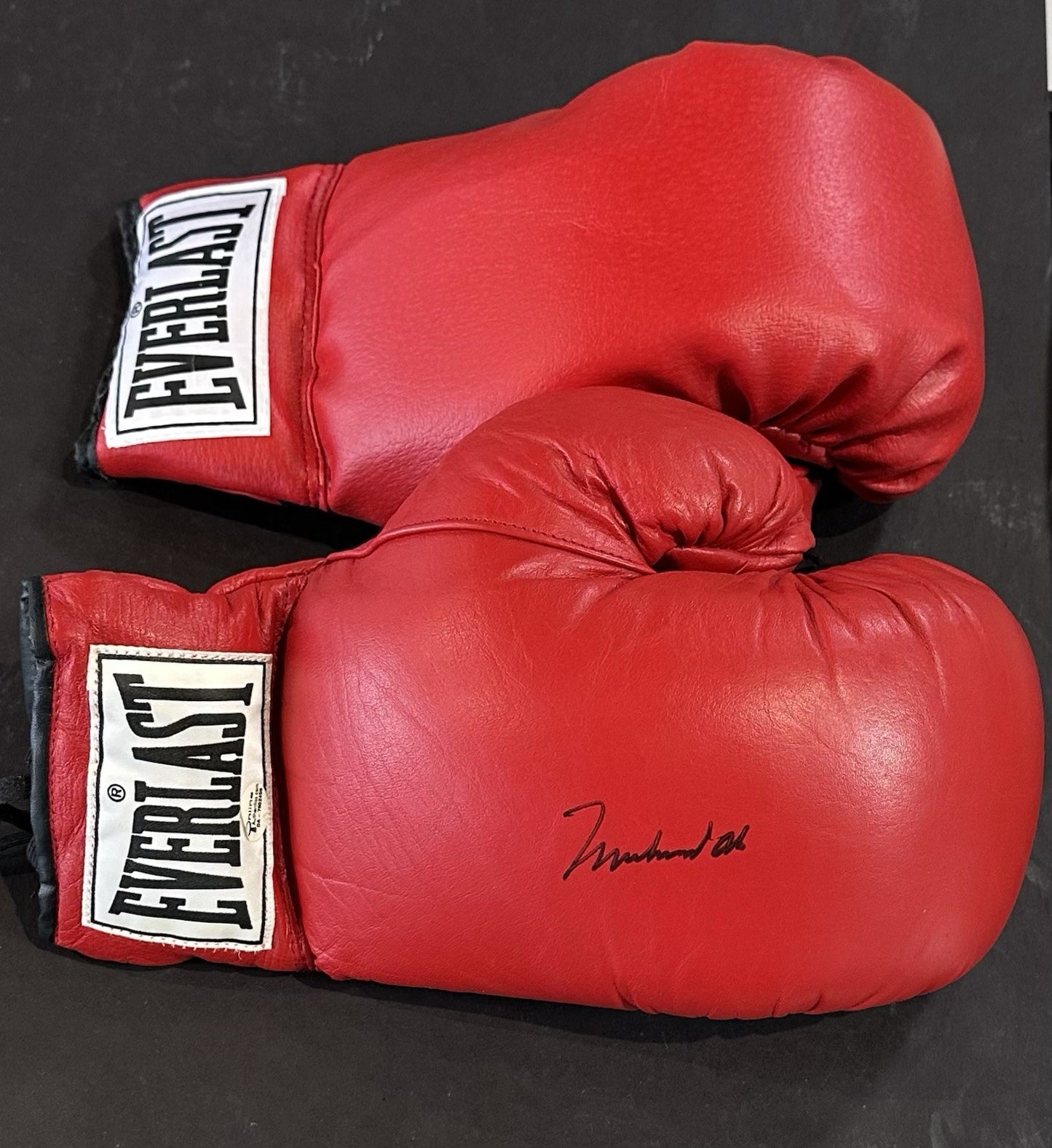 Muhammad Ali Signed Red Everlast Boxing Glove Pair Mint Autograph Steiner OA COA