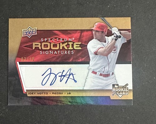 2008 Spectrum Rookie Signatures Joey Votto Mint Auto 3/10 Gold Rare Sp Reds Rc