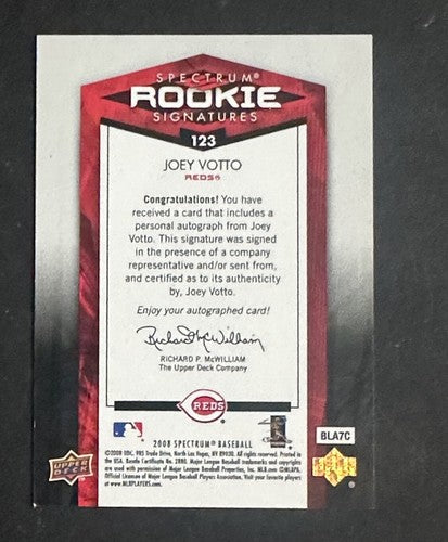 2008 Spectrum Rookie Signatures Joey Votto Mint Auto 3/10 Gold Rare Sp Reds Rc