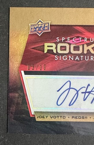 2008 Spectrum Rookie Signatures Joey Votto Mint Auto 3/10 Gold Rare Sp Reds Rc
