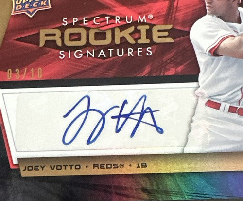 2008 Spectrum Rookie Signatures Joey Votto Mint Auto 3/10 Gold Rare Sp Reds Rc