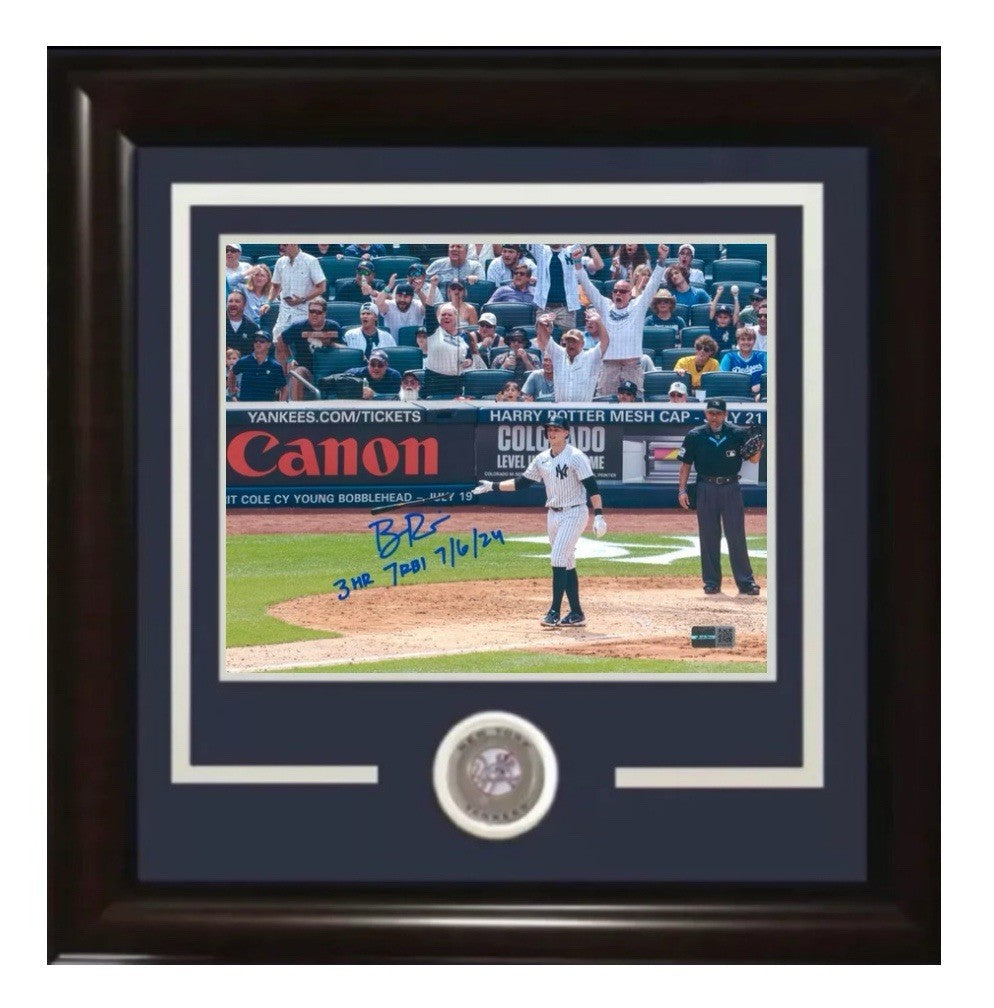 Ben Rice Signed 8x10 Framed Photo Yankees 3 HR 7 RBI Game Mint Auto Steiner COA
